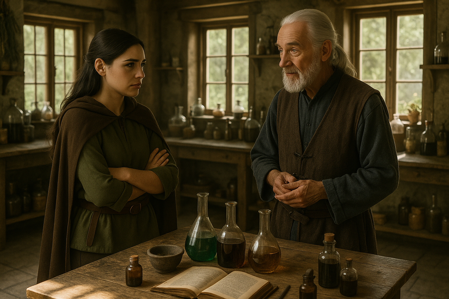 Healer's Cottage Interior with Thalia and Rynn